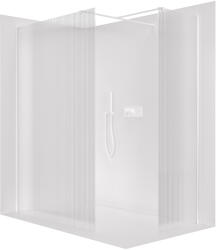 Cerano - Zuhanykabin Onyx TL/P - 8 mm - négyzet alakú tartó - matt fehér, rovátkolt üveg - 90x90x200 cm
