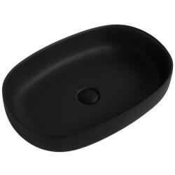 Cerano - Atria öntött márvány mosdó - pulton - matt fekete - 60x40 cm