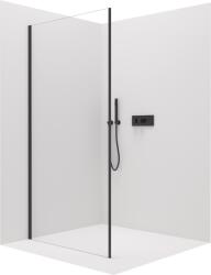 Cerano - Porte oldalfal B/J - 8 mm - matt fekete, átlátszó üveg - 70x195 cm