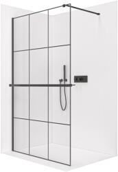 Cerano - Walk-in Onyx Cube bal/jobb zuhanykabin - 8 mm + polc/törölközőtartó - négyzet alakú tartó - matt fekete, ipari üveg - 100x200 cm