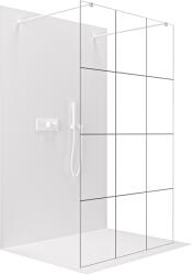 Cerano - Zuhanykabin Onyx Duo bal/jobb - 8 mm - négyzet alakú tartó - matt fehér, ipari üveg - 140x200 cm