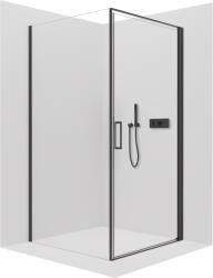 Cerano - Zuhanykabin Porte B/J - 8 mm - matt fekete, átlátszó üveg - 90x80x195 cm - forgatható