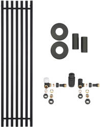 Cerano - Francesco fürdőszobai radiátor szett - központi fűtés - oldalsó csatlakozás - 872W - matt fekete - 1500x390 mm