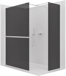 Cerano - Walk-in Onyx TL/P zuhanyfal - 8 mm - négyzet alakú tartó + polc/törölközőtartó - króm, grafitüveg - 100x80x200 cm