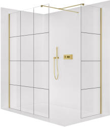 Cerano - Zuhanykabin Onyx TL/P - 8 mm - négyzet alakú tartó - arany, ipari üveg - 100x90x200 cm