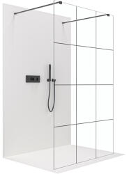 Cerano - Zuhanykabin Onyx Duo bal/jobb - 8 mm - négyzet alakú tartó - matt fekete, ipari üveg - 160x200 cm