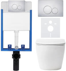 Cerano - Komplett falsík alatti WC-szett Lite/Verde - matt fehér - Duo WC-gomb, króm - fali szereléshez - 49x36 cm