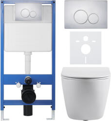 Cerano - Komplett falsík alatti WC-szett Lite/Cesso - fényes fehér - Duo WC-gomb, króm - falsík alatti beépítés - 49x36 cm (CER-8050BD84337)