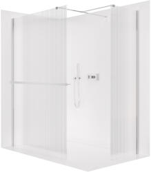 Cerano - Zuhanykabin Onyx TL/P - 8 mm - négyzet alakú tartó + polc/törölközőtartó - króm, rovátkolt üveg - 160x150x200 cm