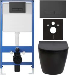 Cerano - Komplett falsík alatti WC-szett Lite/Cesso - matt fekete - Slim WC-nyomógomb, matt fekete - falsík előtti/gipszkarton - 49x36 cm (CER-8050BD49)