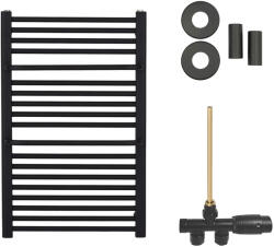 Cerano - Fürdőszobai radiátor szett Antonio - központi fűtés - oldalsó egypontos csatlakozás - 351W - matt fekete - 660x550 mm