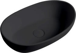 Cerano - Persea öntött márvány mosdó - pulton - matt fekete - 50x32 cm