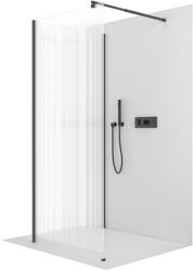 Cerano - Zuhanykabin Onyx Corner Round B/J - 8 mm - kerek tartó - matt fekete, rovátkolt üveg - 140x90x200 cm