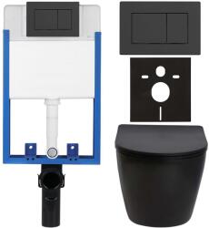 Cerano - Komplett falsík alatti WC-szett Lite/Verde - matt fekete - WC-nyomógomb Classic, matt fekete - fali szereléshez - 49x36 cm