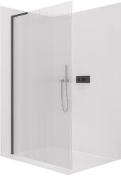 Cerano - Zuhanykabin kabin Onyx L-bal merevítővel - 8 mm - matt fekete, rovátkolt üveg - 60x200 cm