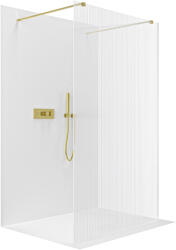 Cerano - Walk-in Onyx Duo bal/jobb zuhanykabin - 8 mm - négyzet alakú tartó - szálcsiszolt arany, rovátkolt üveg - 50x200 cm