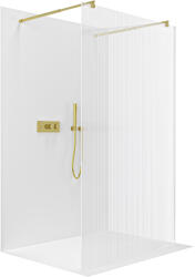 Cerano - Walk-in Onyx Duo bal/jobb zuhanykabin - 8 mm - kerek tartó - szálcsiszolt arany, rovátkolt üveg - 110x200 cm