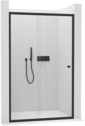 Cerano - Varone POINT B/J tolóajtó zuhanykabinhoz - 6 mm - matt fekete, átlátszó üveg - 110x195 cm