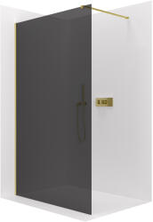 Cerano - Walk-in Onyx Cube bal/jobb zuhanykabin - 8 mm - négyzet alakú tartó - szálcsiszolt arany, grafitüveg - 90x200 cm