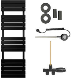 Cerano - Claude fürdőszobai radiátor szett - kombinált fűtéssel, wifi rúddal - oldalsó egypontos csatlakozással - 866W - matt fekete - 1600x500 mm