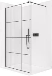 Cerano - Zuhanykabin Onyx kerek bal/jobb - 8 mm - kerek tartó - matt fekete, ipari üveg - 160x200 cm