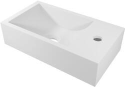 Cerano - Öntött márvány mosdó Teo - jobb oldali fali - matt fehér - 40x22 cm