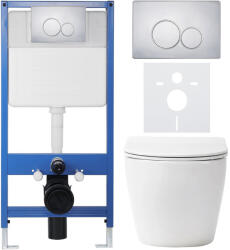 Cerano - Komplett falsík alatti WC-szett Lite/Cesso - fényes fehér - Duo WC-gomb, króm - falsík alatti beépítés - 49x36 cm (CER-8050BD84211)