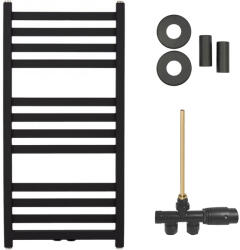 Cerano - Fulgidus fürdőszobai radiátor szett - központi fűtés - oldalsó egypontos csatlakozás - 503W - matt fekete - 880x430 mm