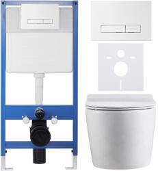 Cerano - Komplett falsík alatti WC-szett Lite/Felci - fényes fehér - Slim WC-nyomógomb, fehér - falsík előtti/gipszkarton - 52, 5x36 cm
