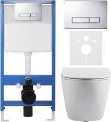 Cerano - Komplett falsík alatti WC-szett Lite/Cesso - matt fehér - Slim WC-nyomógomb, króm - falsík előtti/gipszkarton - 49x36 cm (CER-8050BD101)