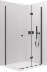 Cerano - Volpe B/J zuhanykabin - 6 mm - matt fekete, átlátszó üveg - 80x100x190 cm - összecsukható