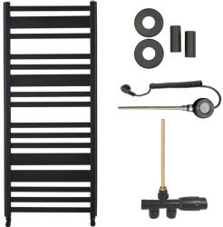 Cerano - Enrico fürdőszobai radiátor szett - kombinált fűtéssel, wifi rúddal - oldalsó egypontos csatlakozással - 300W - matt fekete - 1210x550 mm (CER-663694)