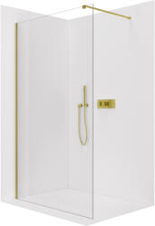 Cerano - Walk-in Onyx Cube bal/jobb zuhanykabin - 8 mm - négyzet alakú tartó - szálcsiszolt arany, átlátszó üveg - 40x200 cm