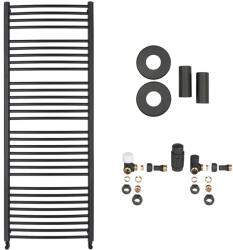 Cerano - Stefano fürdőszobai radiátor szett - központi fűtés - oldalsó csatlakozás - 677W - matt fekete - 1210x650 mm