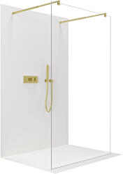 Cerano - Zuhanykabin Onyx Duo bal/jobb - 8 mm - kerek tartó - szálcsiszolt arany, átlátszó üveg - 160x200 cm