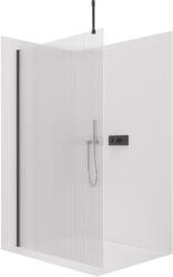 Cerano - Zuhanykabin Onyx Top Cube bal/jobb - 8 mm - négyzet alakú tartó - matt fekete, rovátkolt üveg - 160x200 cm