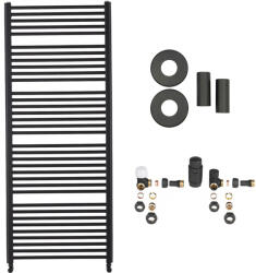 Cerano - Alberto fürdőszobai radiátor szett - központi fűtés - oldalsó csatlakozás - 999W - matt fekete - 1660x650 mm