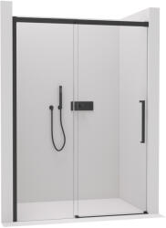 Cerano - Lantono B/J tolóajtó zuhanykabinhoz - 8 mm - Soft-Close - matt fekete, átlátszó üveg - 130x195 cm
