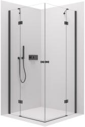 Cerano - Zuhanykabin Marino Duo B/J - 6 mm - matt fekete, átlátszó üveg - 100x100x190 cm - zsanéros