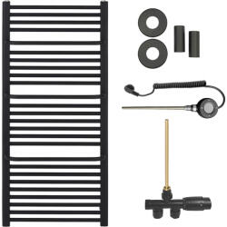 Cerano - Fürdőszobai radiátor szett Antonio - kombinált fűtéssel, wifi rúddal - oldalsó egypontos csatlakozással - 857W - matt fekete - 1460x550 mm