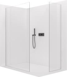 Cerano - Walk-in Crystal TL/P zuhanyfal - 8 mm - merevítő nélküli rendszer - matt fekete, átlátszó üveg - 160x130x200 cm