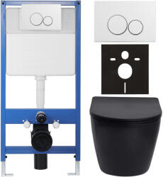 Cerano - Komplett falsík alatti WC-szett Lite/Verde - matt fekete - Duo WC-gomb, fehér - falsík előtti beépítés - 49x36 cm