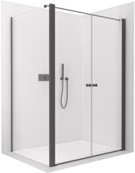 Cerano - Zuhanykabin Antelo B - B/J - 6 mm - matt fekete, átlátszó üveg - 76x50 cm - forgatható
