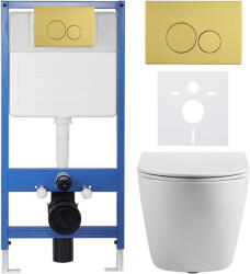 Cerano - Komplett falsík alatti WC-szett Lite/Cesso - fehér fényes felülettel - WC-nyomógomb Duo. arany - falsík alatti beépítés - 49x36 cm (CER-8050BD84339)
