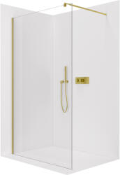 Cerano - Zuhanykabin Onyx kerek bal/jobb - 8 mm - kerek tartó - szálcsiszolt arany, átlátszó üveg - 50x200 cm