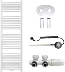 Cerano - Lincoln fürdőszobai radiátor szett - kombinált fűtéssel, wifi rúddal - központi csatlakozással 50 mm - 484W - fényes fehér - 1600x500 mm