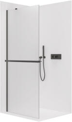 Cerano - Zuhanykabin Onyx YL/P - 8 mm + polc/törölközőtartó - matt fekete, matt üveg - 60x200 cm