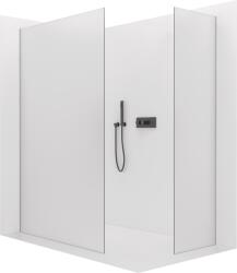 Cerano - Walk-in Crystal TL/P zuhanyfal - 8 mm - merevítő nélküli rendszer - matt fekete, opálüveg - 160x130x200 cm