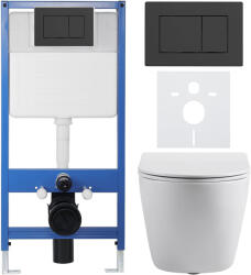 Cerano - Komplett WC szett Profi/Cesso - fényes fehér - WC nyomógomb Classic/matt fekete - falsík alatti szereléshez - 49x36 cm (CER-8050BD81)
