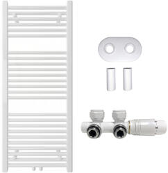 Cerano - Lincoln fürdőszobai radiátor szett - központi fűtés - központi csatlakozás 50 mm - 366W - fényes fehér - 1200x500 mm (CER-663406)
